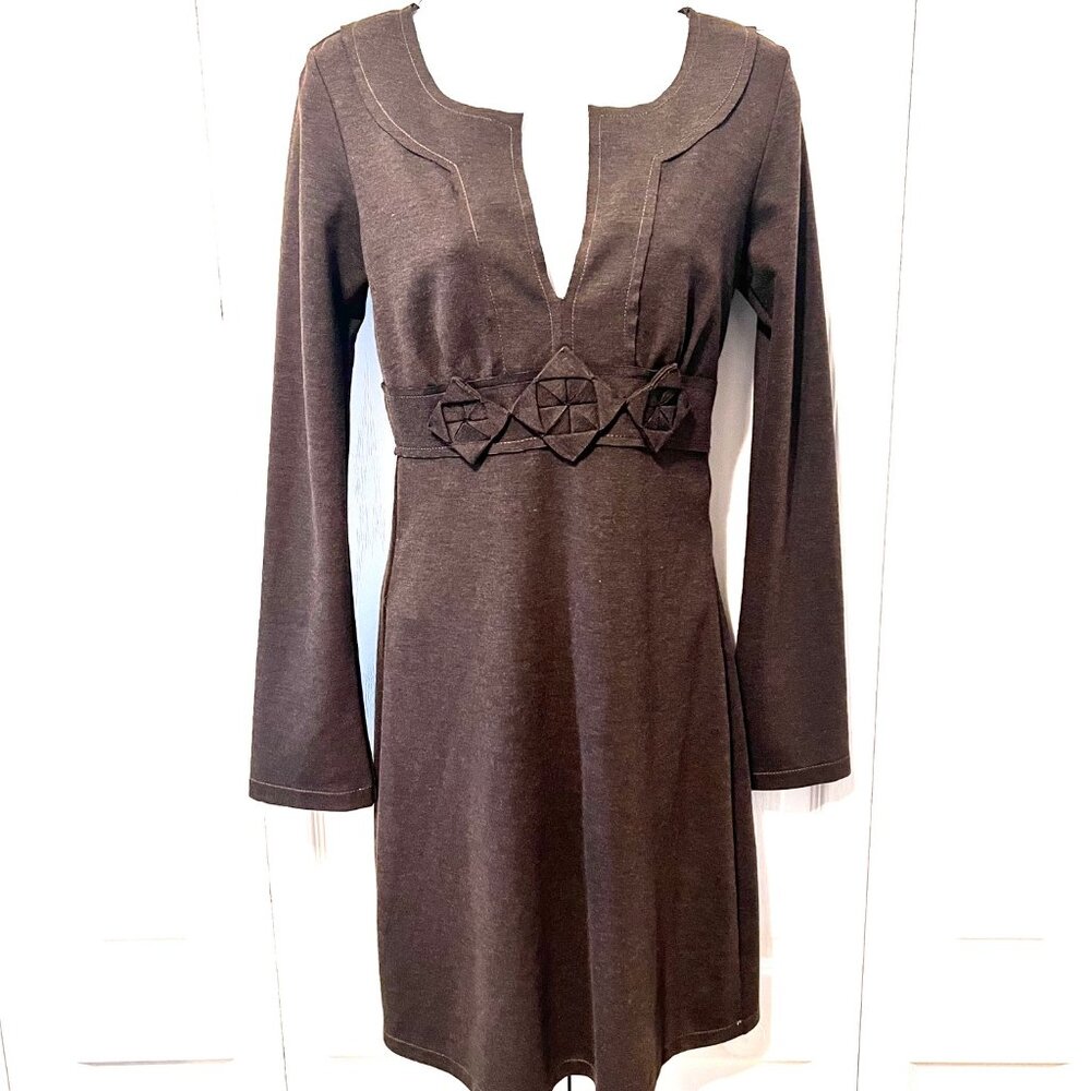 M.S.S.P. Max Studio Specility Products Women's' Long Sleeve X Small Brown Dress